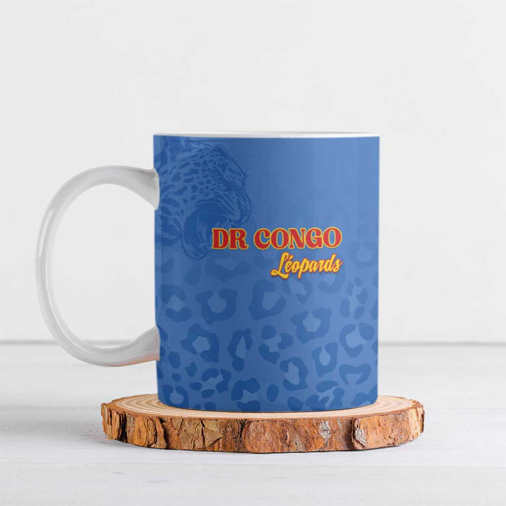 Custom DR Congo Football Ceramic Mug Go Champions Leopards - Blue