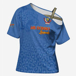 Custom DR Congo Football Cross Shoulder Shirt Go Champions Leopards - Blue