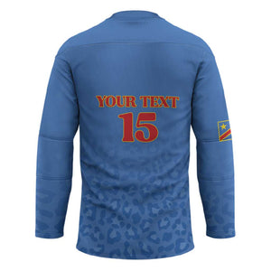 Custom DR Congo Football Hockey Jersey Go Champions Leopards - Blue
