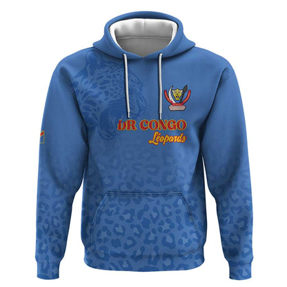 Afro DR Congo Football Custom Hoodie Viva Les Leopards - Blue - African Pride