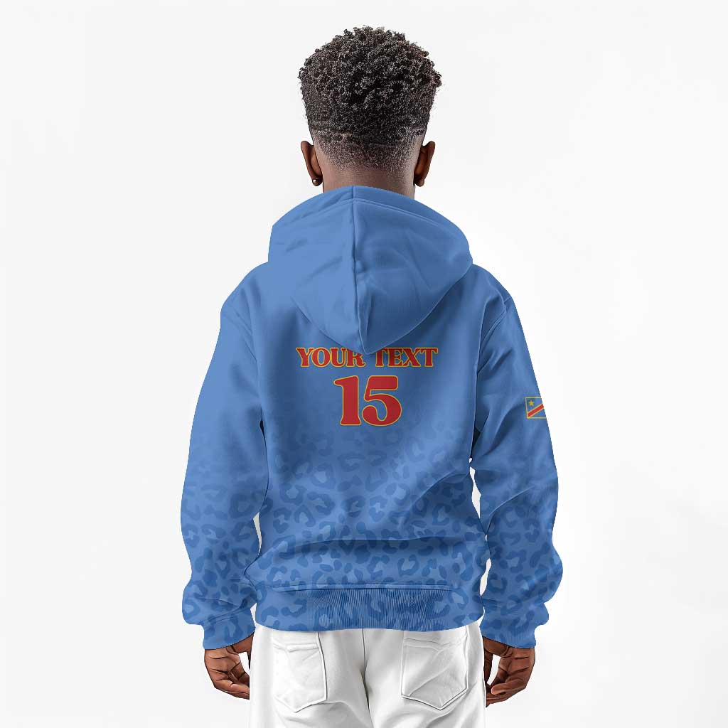 Afro DR Congo Football Custom Kid Hoodie Viva Les Leopards - Blue - African Pride