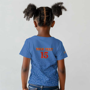 Afro DR Congo Football Custom Kid T shirt Viva Les Leopards - Blue - African Pride