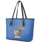 Afro DR Congo Football Leather Tote Bag Viva Les Leopards - Blue - African Pride