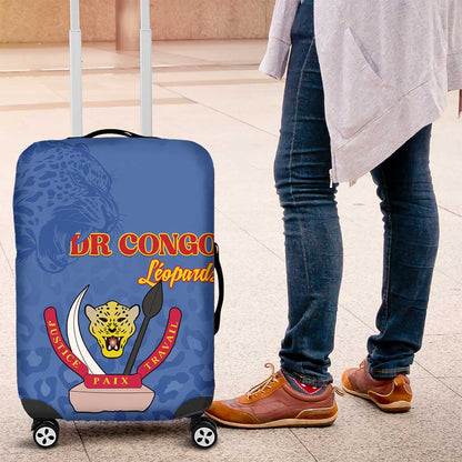 Afro DR Congo Football Luggage Cover Viva Les Leopards - Blue - African Pride