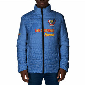 Custom DR Congo Football Padded Jacket Go Champions Leopards - Blue