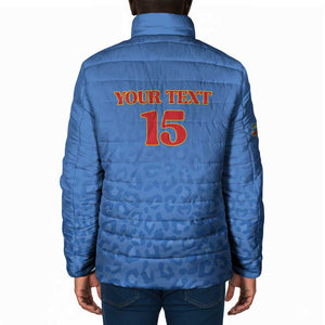 Custom DR Congo Football Padded Jacket Go Champions Leopards - Blue