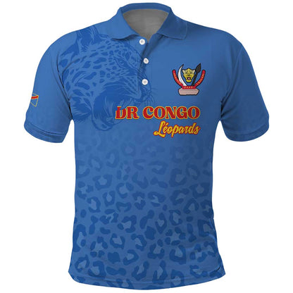 Afro DR Congo Football Custom Polo Shirt Viva Les Leopards - Blue - African Pride