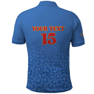 Afro DR Congo Football Custom Polo Shirt Viva Les Leopards - Blue - African Pride