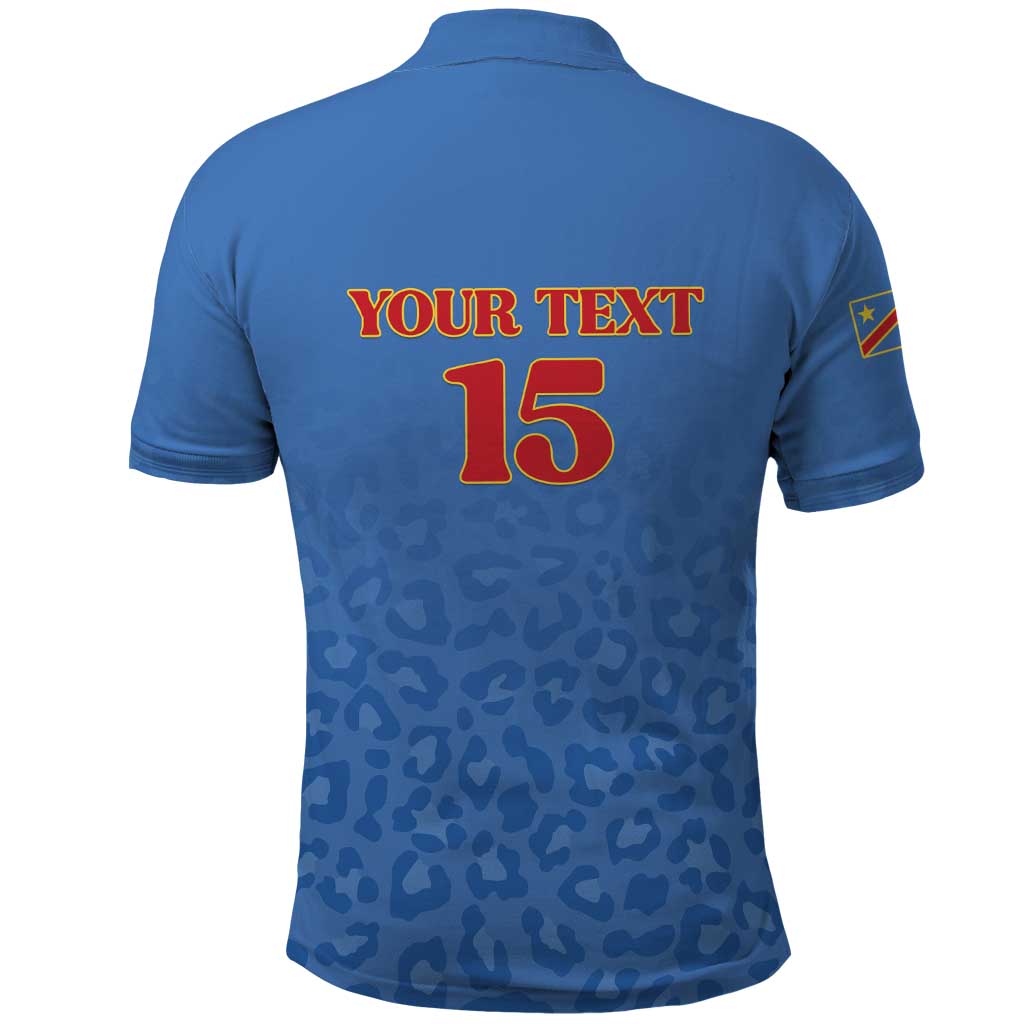 Afro DR Congo Football Custom Polo Shirt Viva Les Leopards - Blue LT15