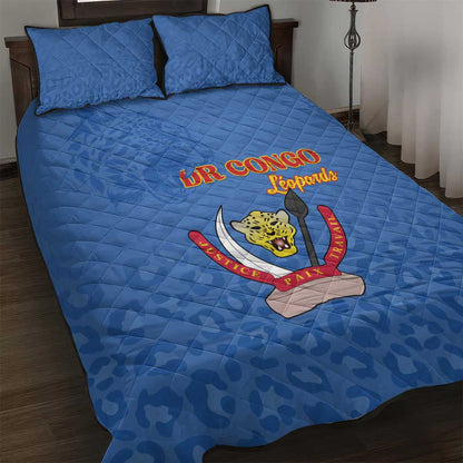 Afro DR Congo Football Quilt Bed Set Viva Les Leopards - Blue - African Pride