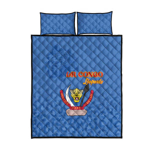 Afro DR Congo Football Quilt Bed Set Viva Les Leopards - Blue - African Pride