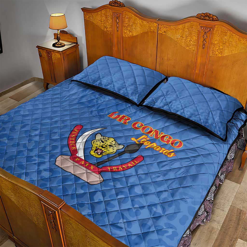 Afro DR Congo Football Quilt Bed Set Viva Les Leopards - Blue - African Pride