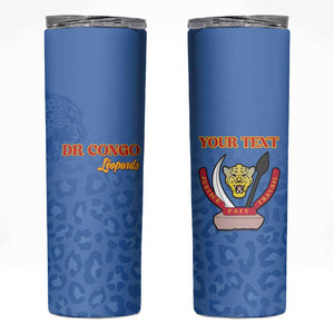 Afro DR Congo Football Custom Skinny Tumbler Viva Les Leopards - Blue - African Pride