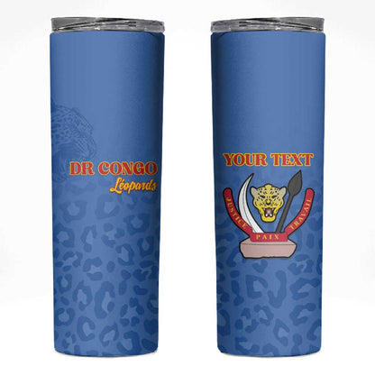 Afro DR Congo Football Custom Skinny Tumbler Viva Les Leopards - Blue - African Pride
