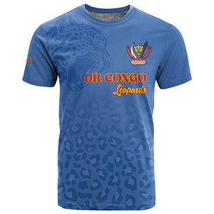 Afro DR Congo Football Custom T shirt Viva Les Leopards - Blue - African Pride