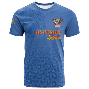 Afro DR Congo Football Custom T shirt Viva Les Leopards - Blue LT15