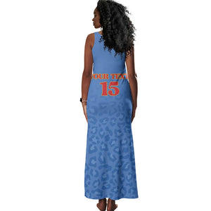 Afro DR Congo Football Custom Tank Maxi Dress Viva Les Leopards - Blue - African Pride