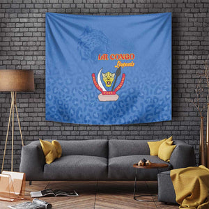 Afro DR Congo Football Tapestry Viva Les Leopards - Blue - African Pride