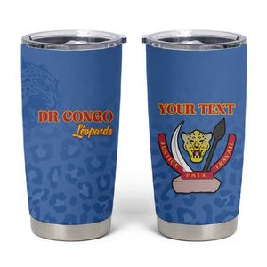 Afro DR Congo Football Custom Tumbler Cup Viva Les Leopards - Blue - African Pride