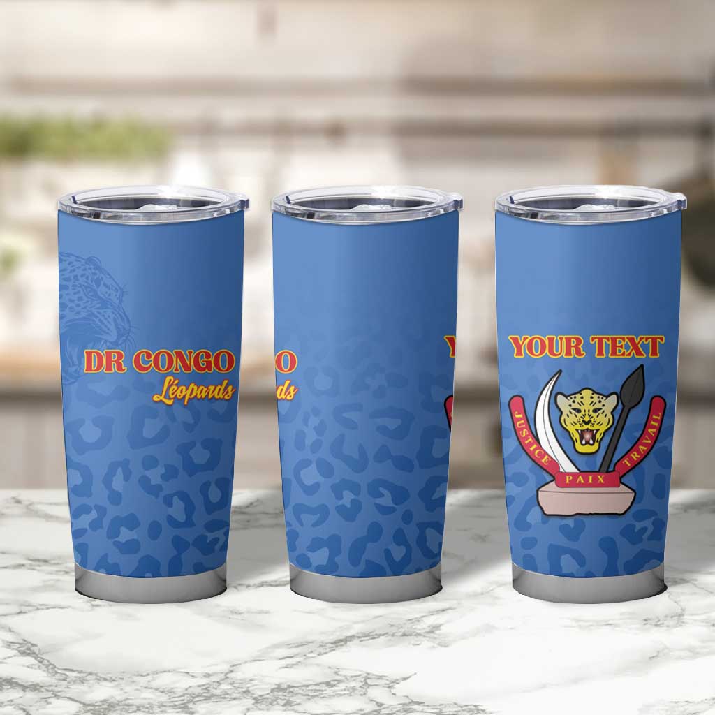Afro DR Congo Football Custom Tumbler Cup Viva Les Leopards - Blue - African Pride