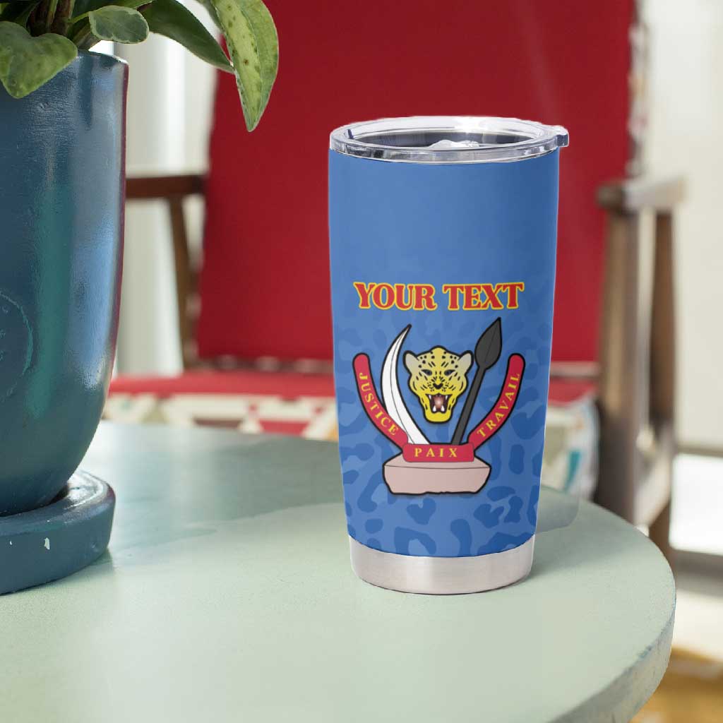 Afro DR Congo Football Custom Tumbler Cup Viva Les Leopards - Blue - African Pride