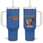 Afro DR Congo Football Custom Tumbler With Handle Viva Les Leopards - Blue - African Pride