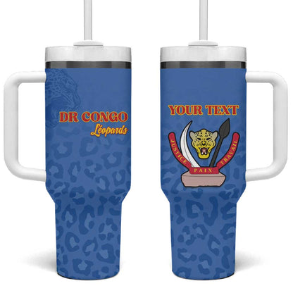 Afro DR Congo Football Custom Tumbler With Handle Viva Les Leopards - Blue - African Pride