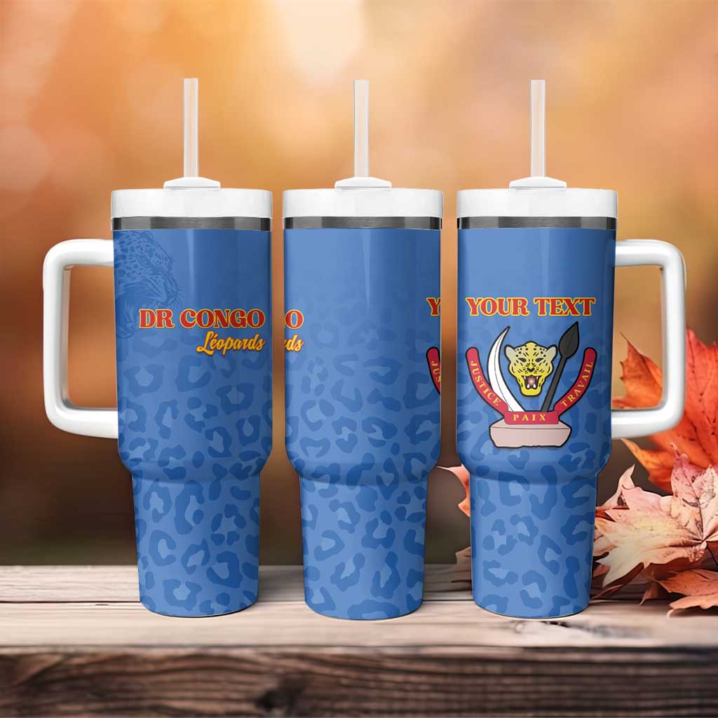 Afro DR Congo Football Custom Tumbler With Handle Viva Les Leopards - Blue - African Pride