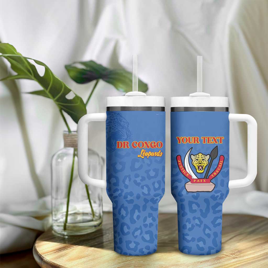 Afro DR Congo Football Custom Tumbler With Handle Viva Les Leopards - Blue - African Pride