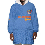 Afro DR Congo Football Custom Wearable Blanket Hoodie Viva Les Leopards - Blue - African Pride