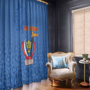 Afro DR Congo Football Window Curtain Viva Les Leopards - Blue - African Pride