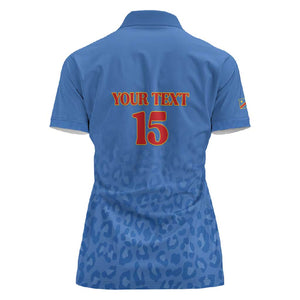 Afro DR Congo Football Custom Women Polo Shirt Viva Les Leopards - Blue - African Pride