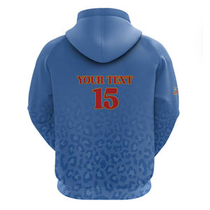 Afro DR Congo Football Custom Zip Hoodie Viva Les Leopards - Blue - African Pride
