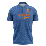 Custom DR Congo Football Zipper Polo Shirt Go Champions Leopards - Blue