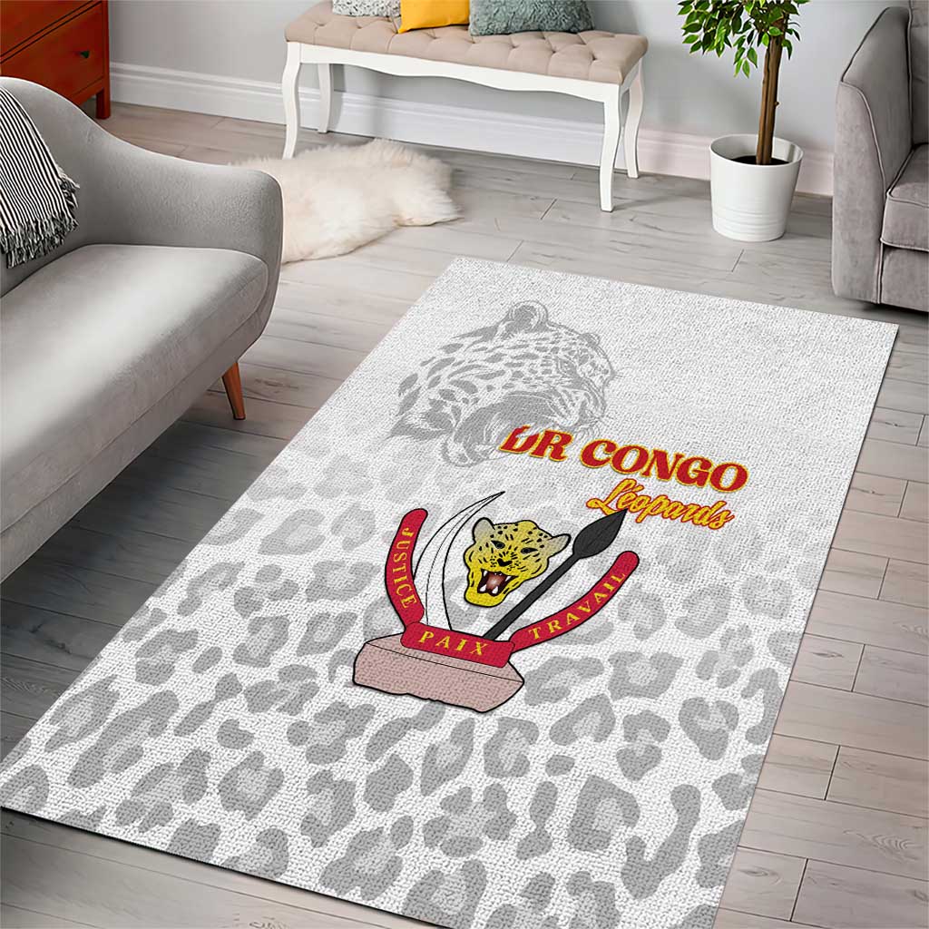 Afro DR Congo Football Area Rug Viva Les Leopards - White - African Pride
