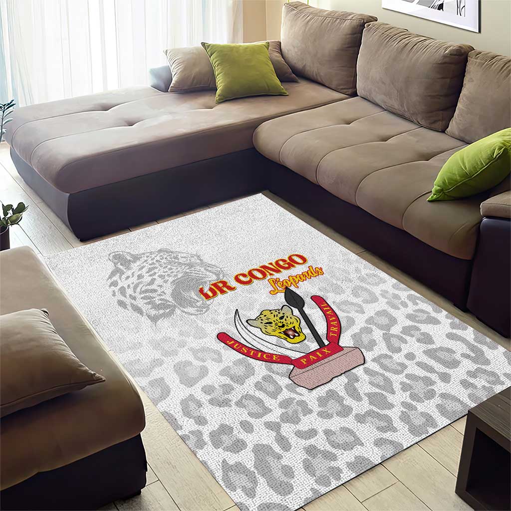 Afro DR Congo Football Area Rug Viva Les Leopards - White - African Pride