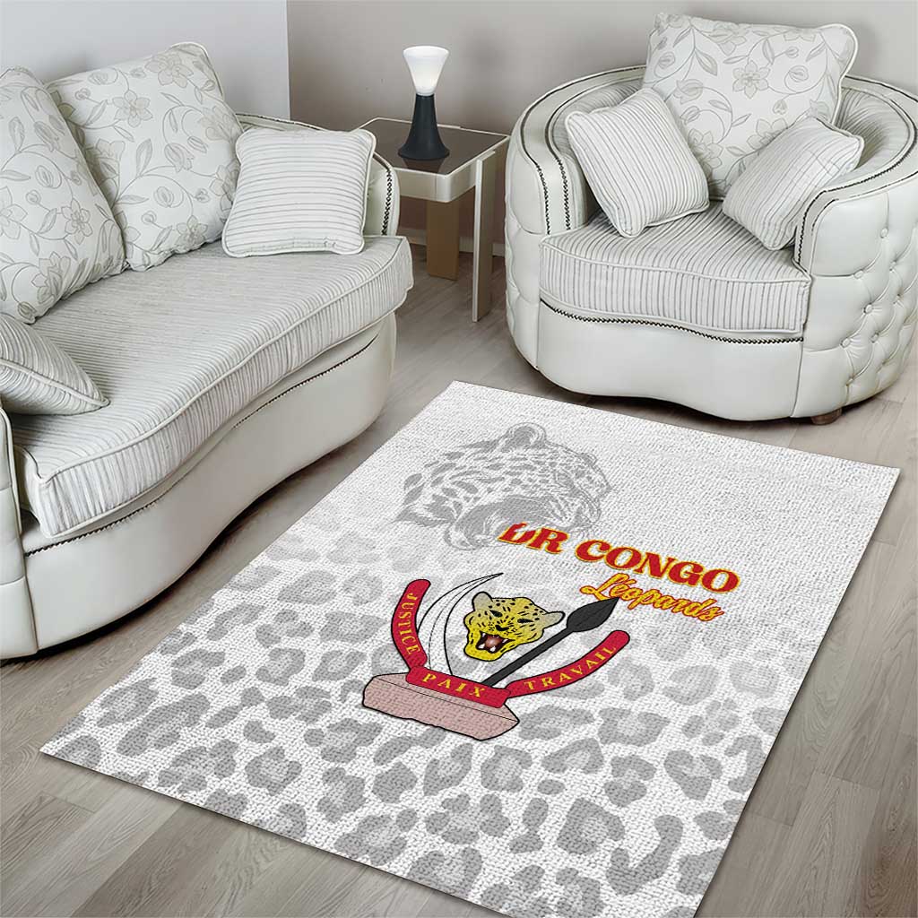 Afro DR Congo Football Area Rug Viva Les Leopards - White - African Pride