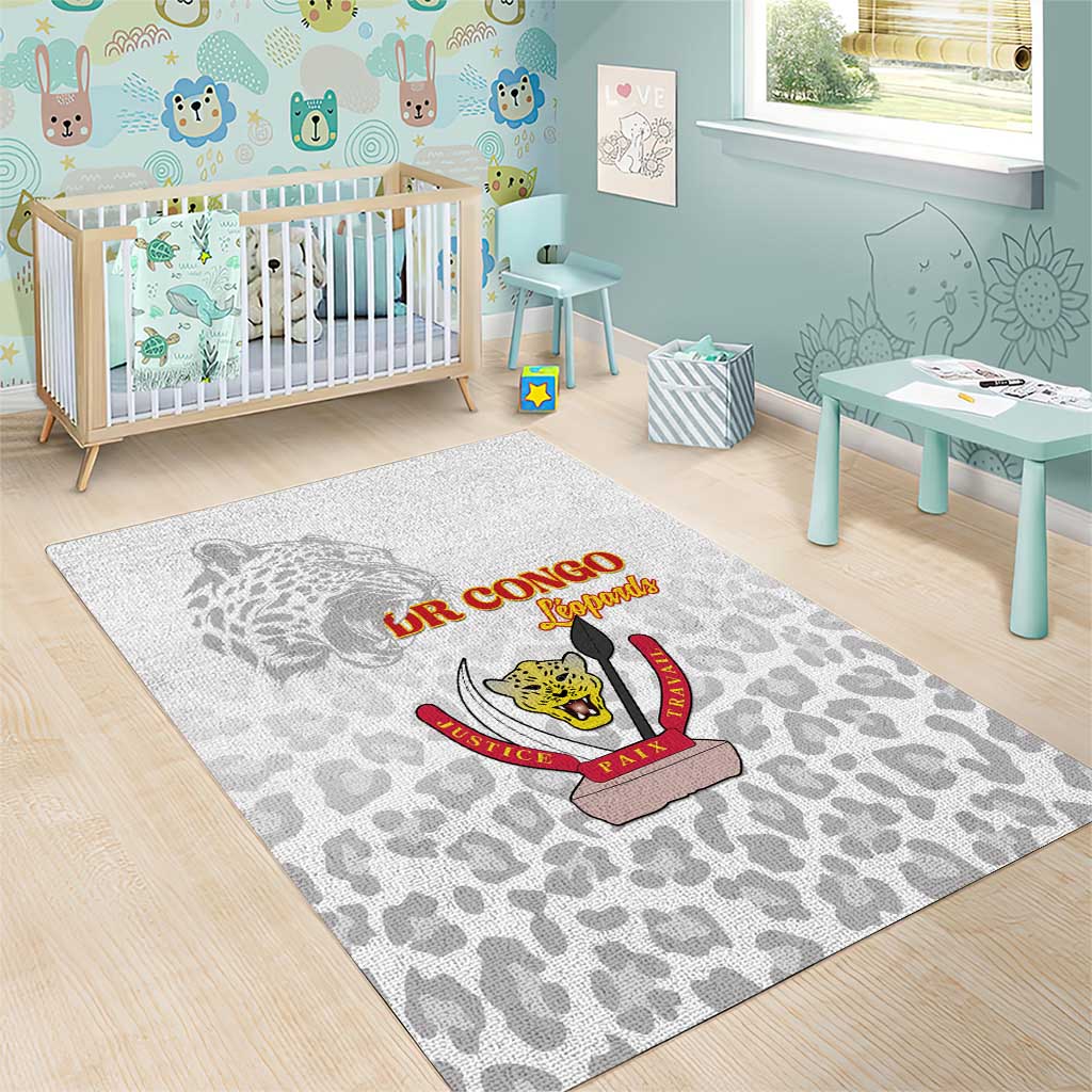 Afro DR Congo Football Area Rug Viva Les Leopards - White - African Pride