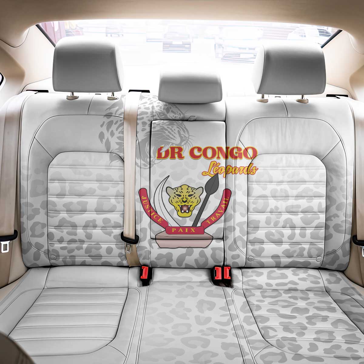 Afro DR Congo Football Back Car Seat Cover Viva Les Leopards - White - African Pride