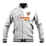 Afro DR Congo Football Custom Baseball Jacket Viva Les Leopards - White - African Pride