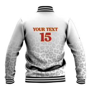 Afro DR Congo Football Custom Baseball Jacket Viva Les Leopards - White - African Pride