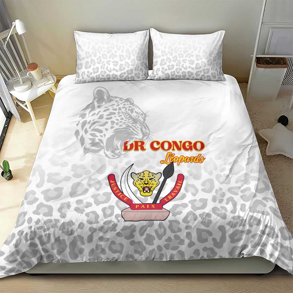 Afro DR Congo Football Bedding Set Viva Les Leopards - White - African Pride
