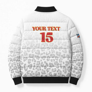 Custom DR Congo Football Bomber Puffer Jacket Go Champions Leopards - White