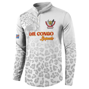 Custom DR Congo Football Button Sweatshirt Go Champions Leopards - White