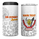 Afro DR Congo Football Custom 4 in 1 Can Cooler Tumbler Viva Les Leopards - White - African Pride