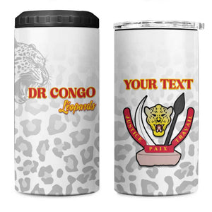 Afro DR Congo Football Custom 4 in 1 Can Cooler Tumbler Viva Les Leopards - White - African Pride