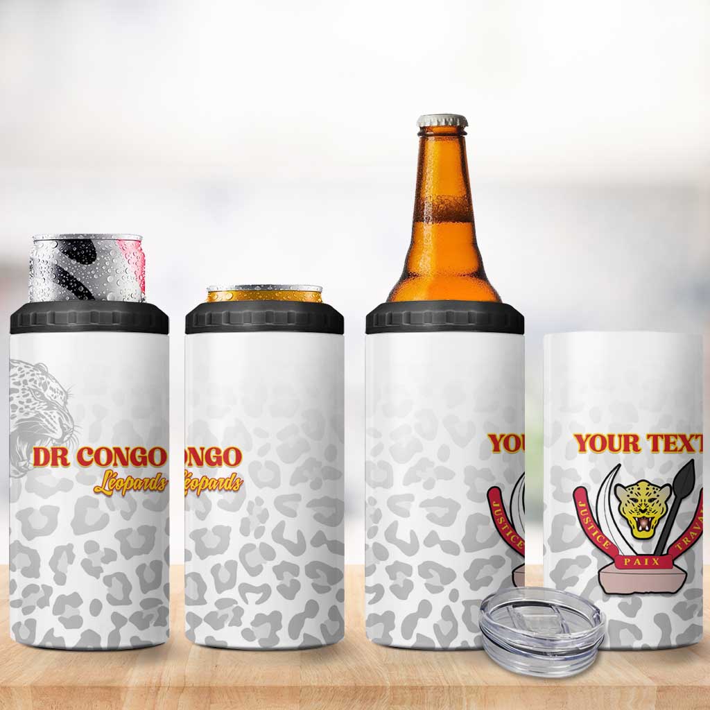 Afro DR Congo Football Custom 4 in 1 Can Cooler Tumbler Viva Les Leopards - White - African Pride