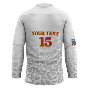 Custom DR Congo Football Hockey Jersey Go Champions Leopards - White