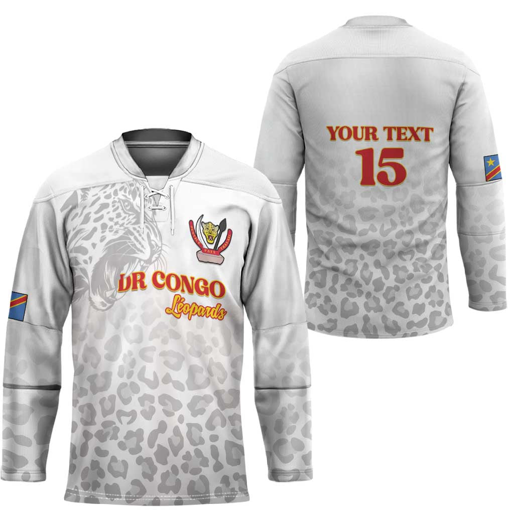 Custom DR Congo Football Hockey Jersey Go Champions Leopards - White