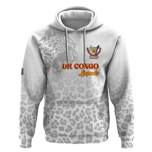 Afro DR Congo Football Custom Hoodie Viva Les Leopards - White - African Pride